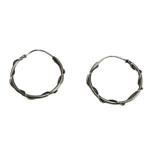 Sterling Silver Hoops Earrings Twist 925 3/4 Inch